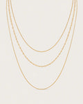 Set of three gold-tone chain necklaces in graduated lengths, displayed together.