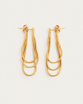 Pair of gold-tone looped-chain drop earrings, shown together with long U-shaped drops.
