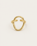 Gold-tone open ring with a tall hollow oval outline, front view.
