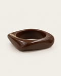 Chunky dark-brown bangle with an angular contour, front view.