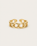 Gold-tone open ring with oval chain links, front view.