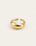 Gold-tone wide dome band ring, front view.