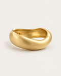 Gold-tone rounded contour bangle with a brushed-looking surface, front view.