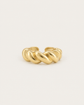 Gold-tone open band ring with a cable-twist pattern, front view.