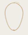 Gold-tone double-chain necklace with a central knot, front view.