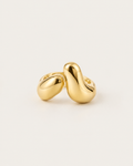 Gold-tone bypass ring with two rounded drop-shaped ends, front view.