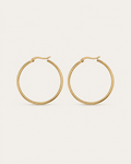 Pair of slim circular gold-tone hoop earrings, shown together.