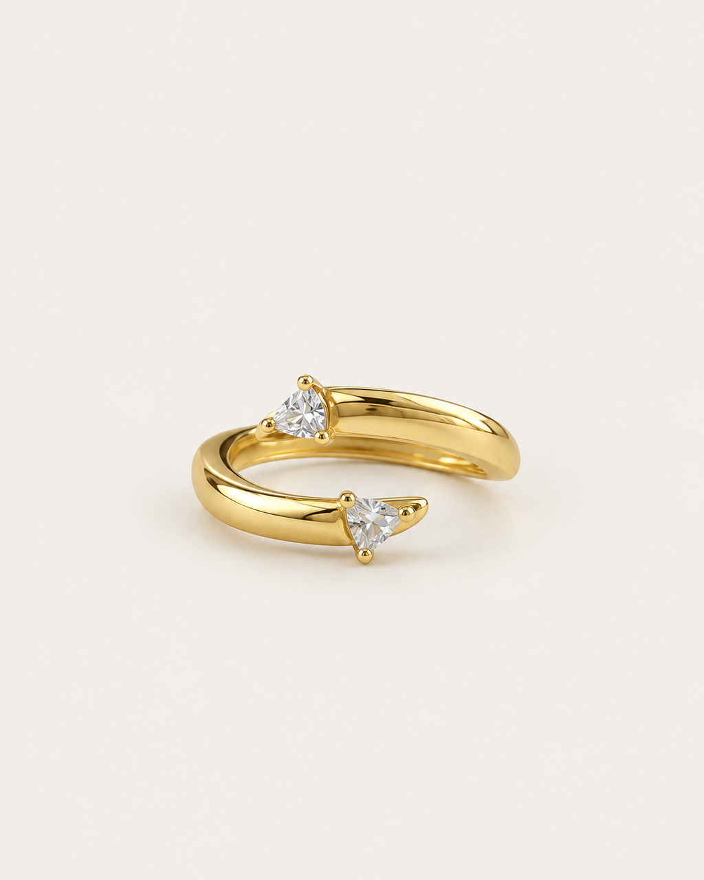 Gold-tone open wrap ring with stone accents at both ends