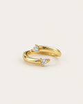 Gold-tone open wrap ring with stone accents at both ends